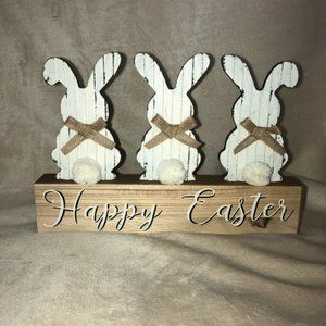 Happy Easter Wooden Block Sign